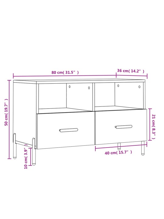 TV-taso musta 80x36x50 cm tekninen puu