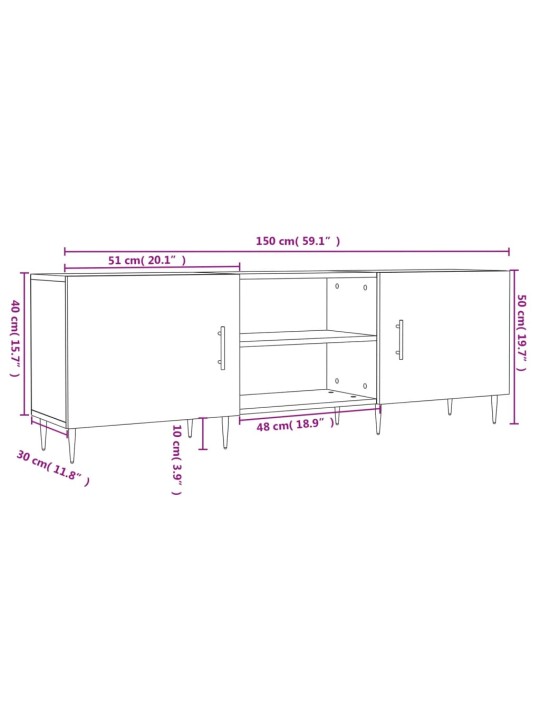 TV-taso Sonoma-tammi 150x30x50 cm tekninen puu