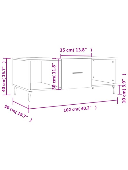 Sohvapöytä musta 102x50x40 cm tekninen puu