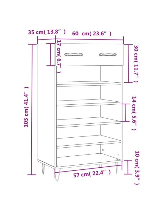 Kenkäkaappi musta 60x35x105 cm tekninen puu