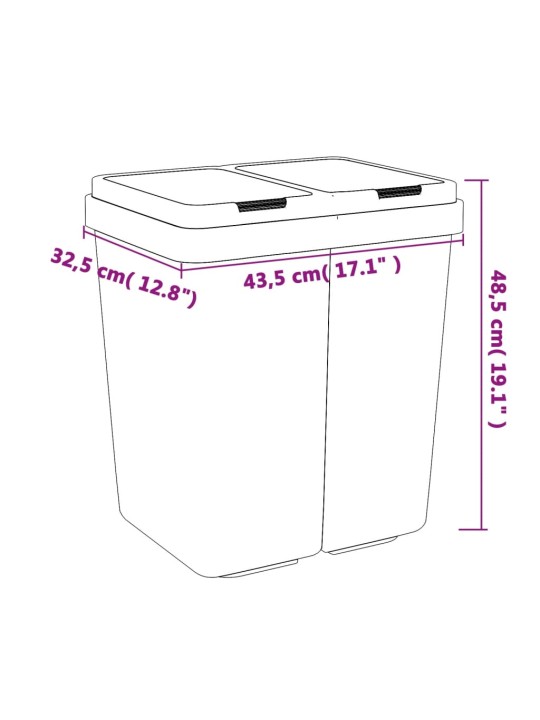 Tuplaroskakori valkoinen 2x25 l