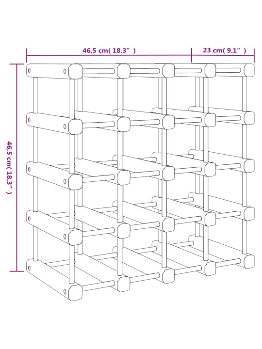 Viinipulloteline 20 pullolle 46,5x23x46,5 cm täysi mänty