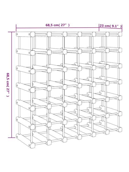 Viinipulloteline 42 pullolle 68,5x23x68,5 cm täysi mänty