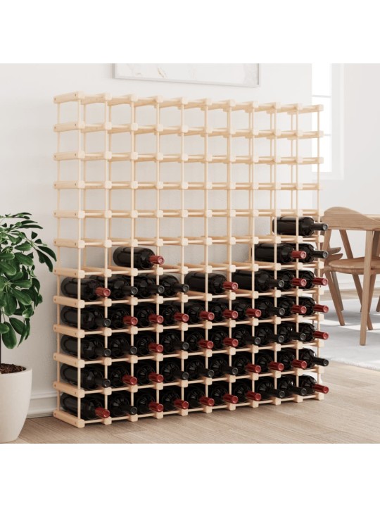 Viinipulloteline 120 pullolle 112,5x23x123,5 cm täysi mänty