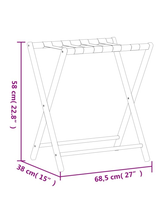 Matkalaukkuteline musta 68,5x38x58 cm bambu