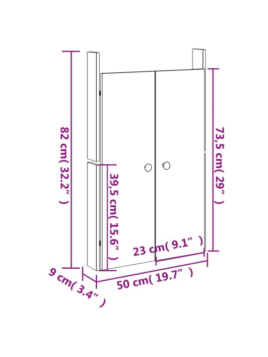 Ulkokeittiökaapin ovet 2 kpl 50x9x82 cm täysi mänty