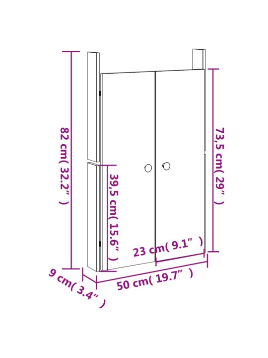 Ulkokeittiökaapin ovet 2 kpl valkoinen 50x9x82 cm täysi mänty