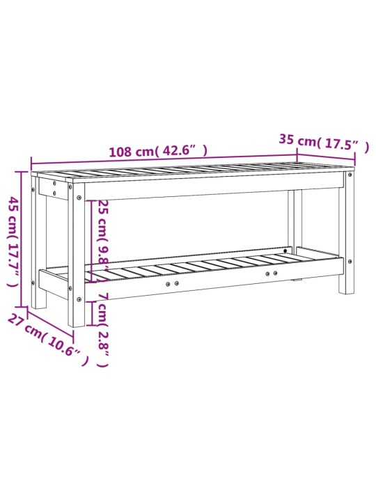 Puutarhapenkki valkoinen 108x35x45 cm täysi mänty