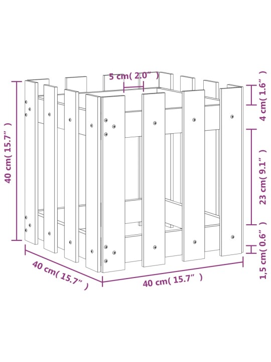 Kukkalaatikko aitamuotoilu 40x40x40 cm kyllästetty mänty