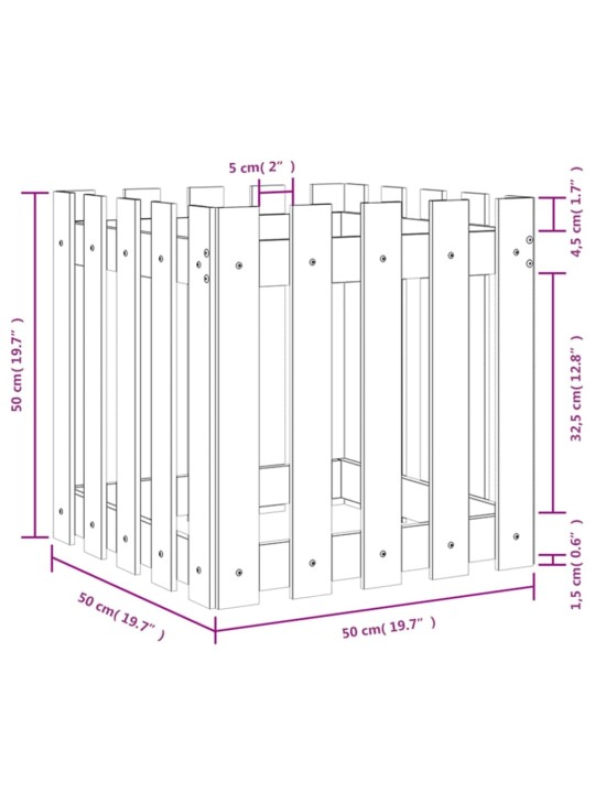 Kukkalaatikko aitamuotoilu 50x50x50 cm kyllästetty mänty