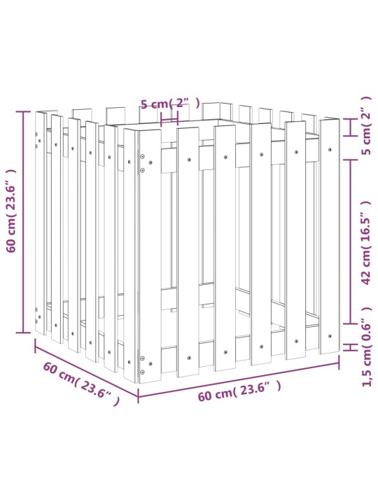 Kukkalaatikko aitamuotoilu 60x60x60 cm kyllästetty mänty
