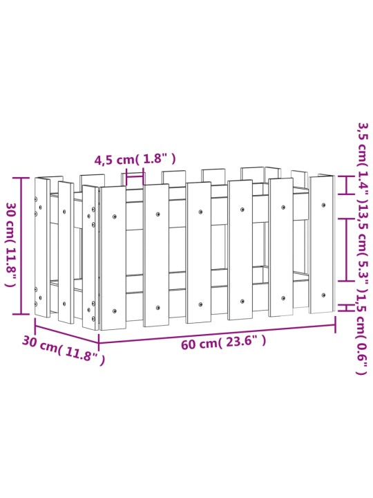 Kukkalaatikko aitamuotoilu 60x30x30 cm kyllästetty mänty