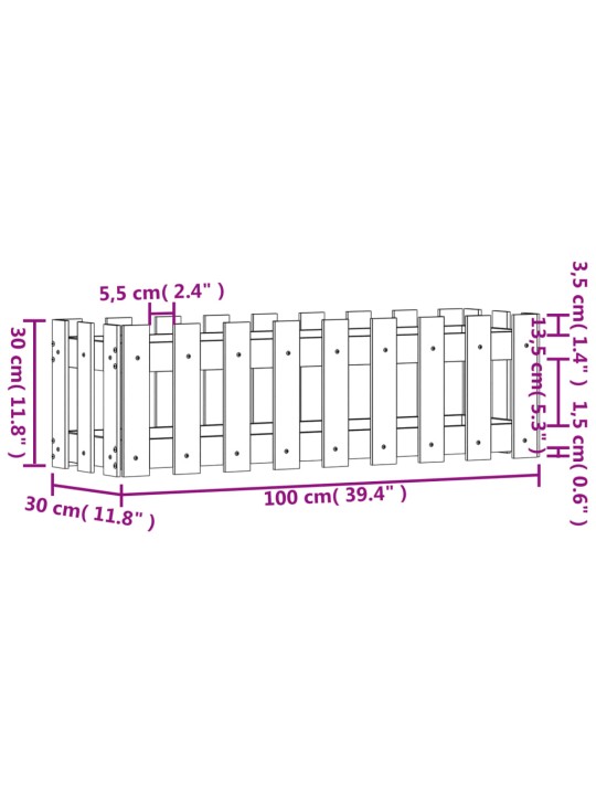 Kukkalaatikko aitamuotoilu 100x30x30 cm kyllästetty mänty