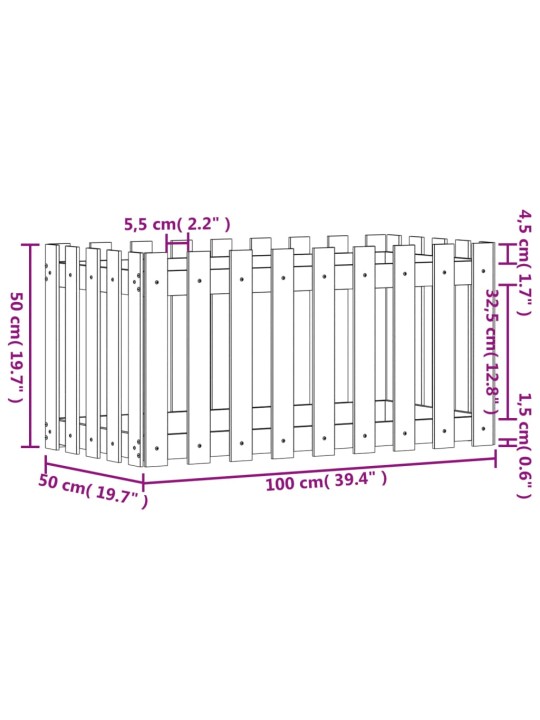 Kukkalaatikko aitamuotoilu 100x50x50 cm kyllästetty mänty