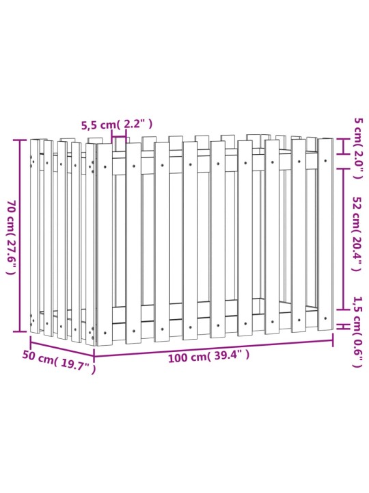 Kukkalaatikko aitamuotoilu 100x50x70 cm kyllästetty mänty