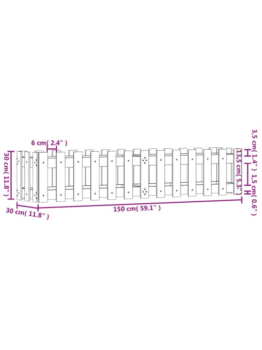 Kukkalaatikko aitamuotoilu 150x30x30 cm kyllästetty mänty