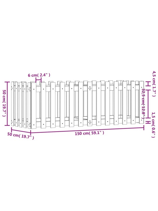 Kukkalaatikko aitamuotoilu 150x50x50 cm kyllästetty mänty