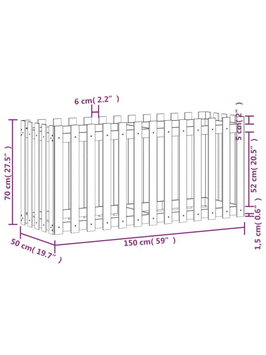 Kukkalaatikko aitamuotoilu 150x50x70 cm kyllästetty mänty