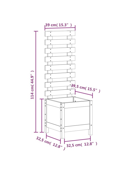 Kukkalaatikko telineellä 39x39,5x114 cm täysi mänty