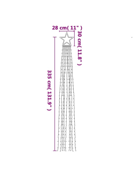 Joulukuusen valo 320 LED-valoa lämmin valkoinen 375 cm