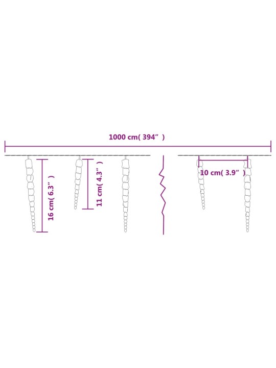 Jääpuikko jouluvalo 100 LED-valoa lämmin valk. 10 m akryyli PVC