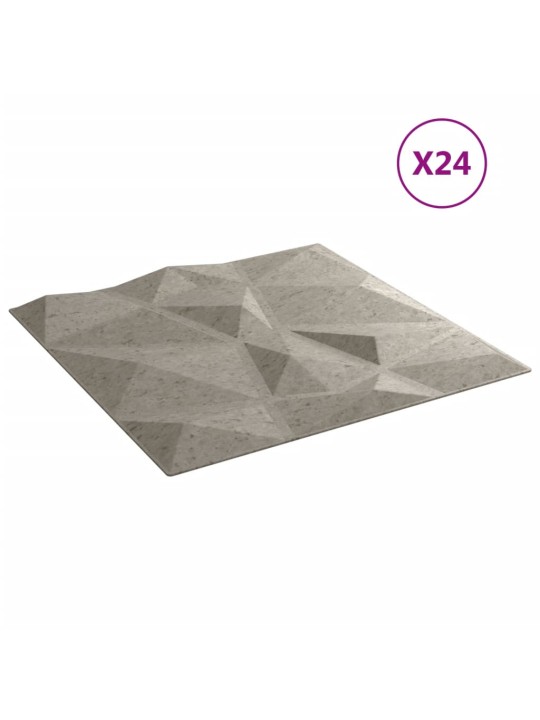 Seinäpaneelit 24 kpl betoninharmaa 50x50 cm EPS 6 m² timantti