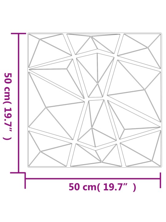 Seinäpaneelit 24 kpl betoninharmaa 50x50 cm EPS 6 m² timantti