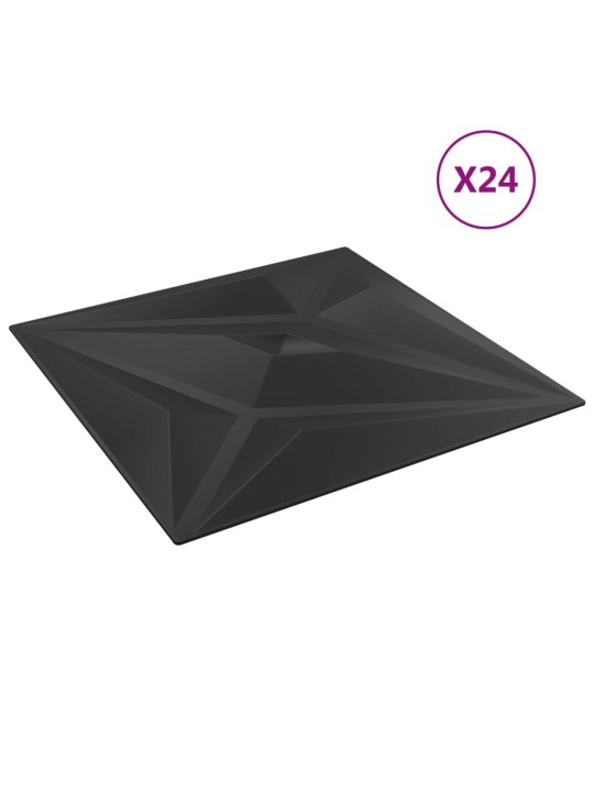 Seinäpaneelit 24 kpl musta 50x50 cm EPS 6 m² tähti