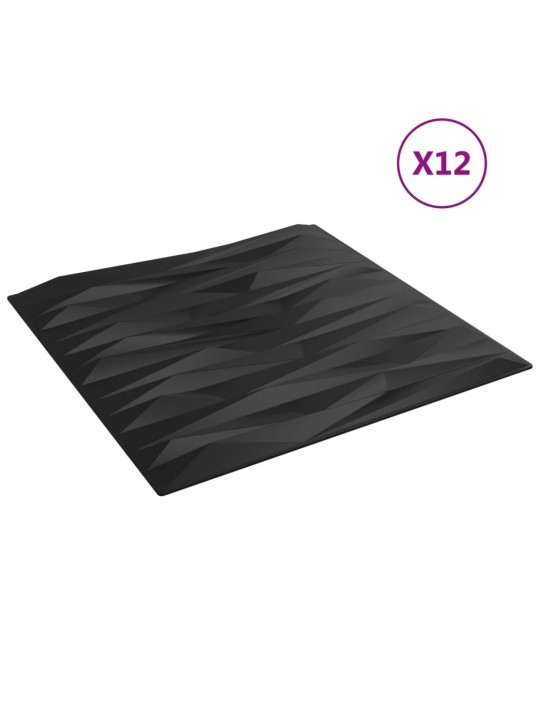 Seinäpaneelit 12 kpl musta 50x50 cm EPS 3 m² kivi