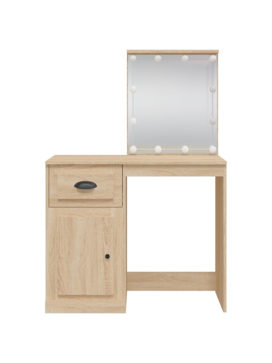 Peilipöytä LED-valoilla Sonoma-tammi 90x42x132,5 cm