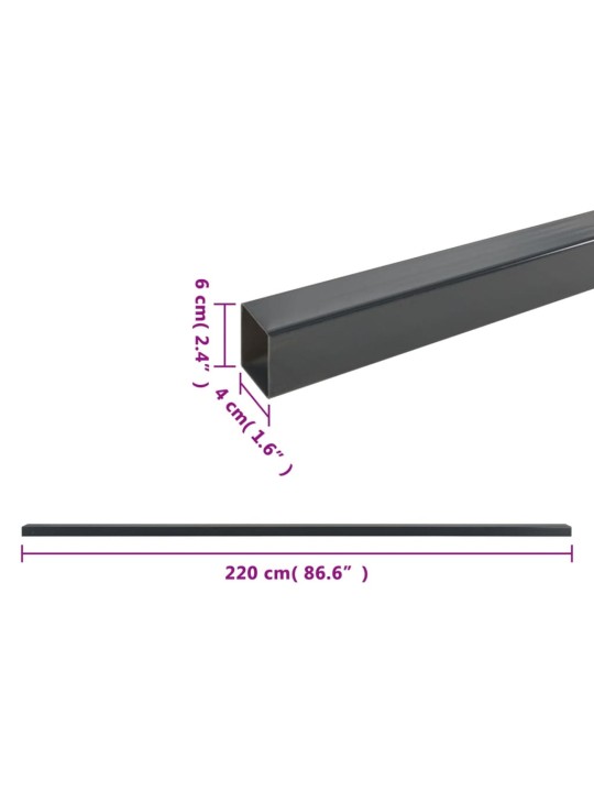 Puutarha-aitatolpat 10 kpl harmaa 220 cm teräs