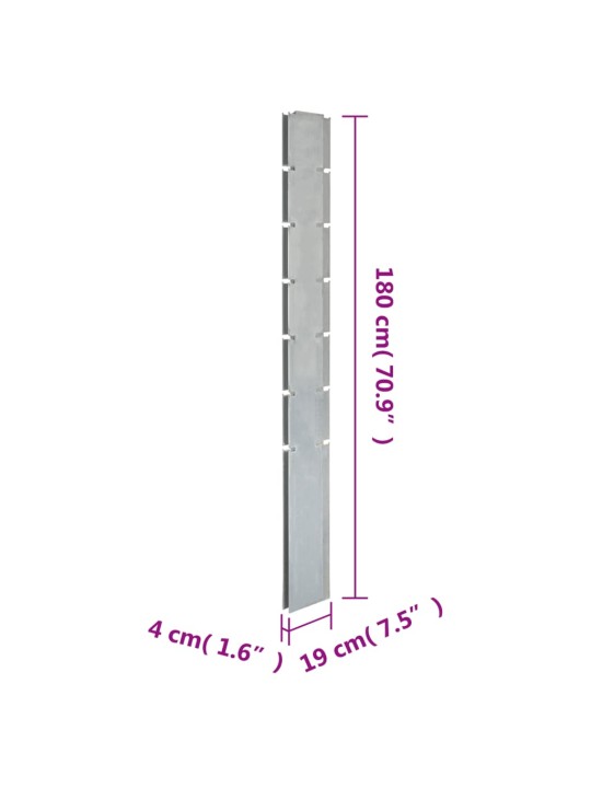 Puutarha-aitatolpat 10 kpl hopea 180 cm galvanoitu teräs