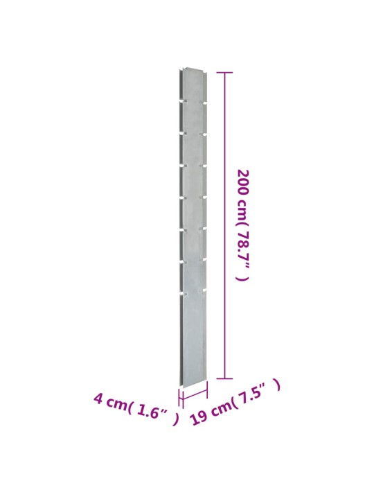 Puutarha-aitatolpat 10 kpl hopea 200 cm galvanoitu teräs