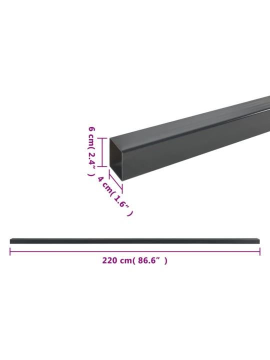 Puutarha-aitatolpat 40 kpl harmaa 220 cm teräs