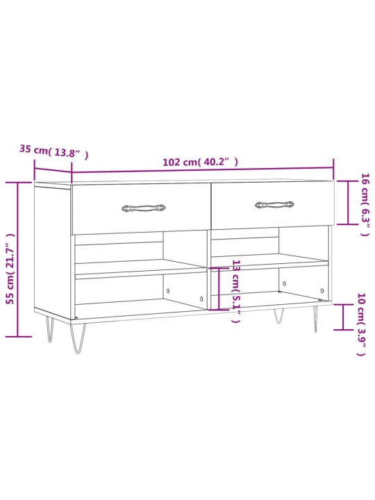 Kenkäpenkki musta 102x35x55 cm tekninen puu