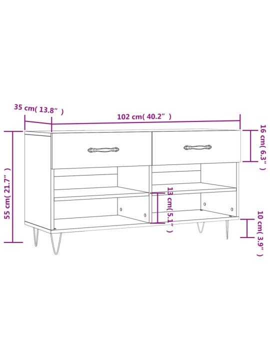 Kenkäpenkki Sonoma-tammi 102x35x55 cm tekninen puu