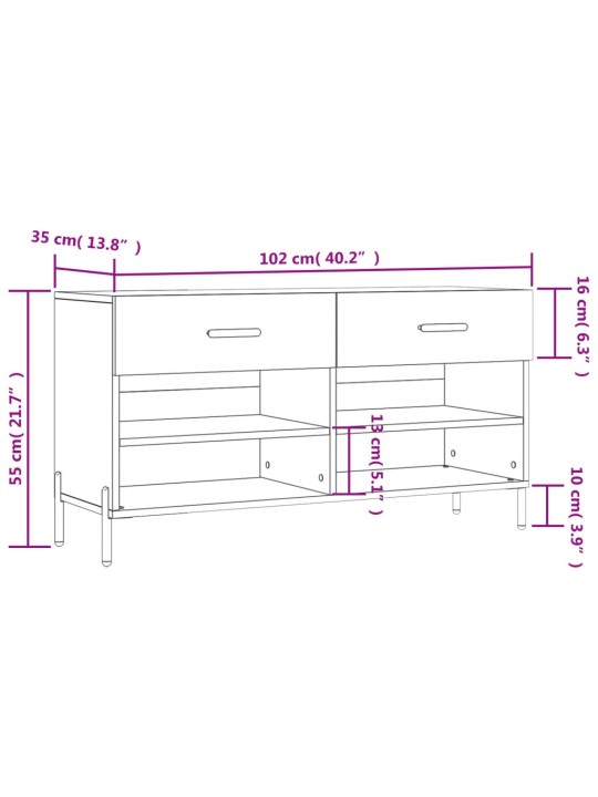 Kenkäpenkki musta 102x35x55 cm tekninen puu