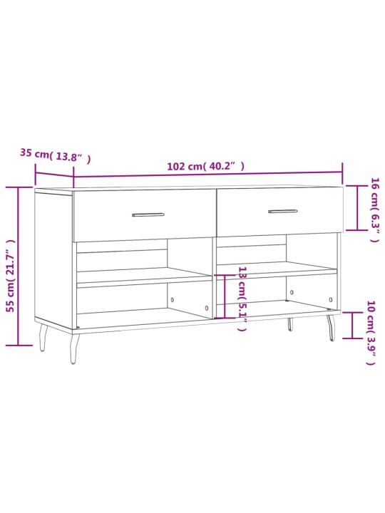 Kenkäpenkki musta 102x35x55 cm tekninen puu