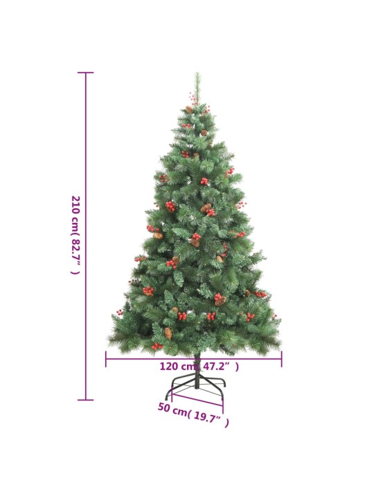 Tekojoulukuusi saranoilla, kävyillä ja marjoilla 210 cm