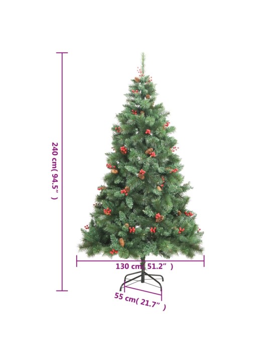 Tekojoulukuusi saranoilla, kävyillä ja marjoilla 240 cm