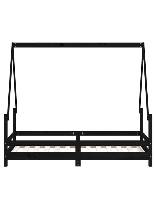 Lasten sängynrunko musta 80x160 cm täysi mänty