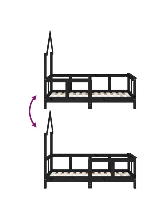 Lasten sängynrunko musta 70x140 cm täysi mänty