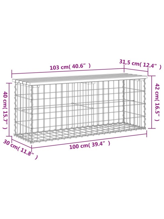 Puutarhapenkki kivikori tyyli 103x31,5x42 cm kyllästetty mänty