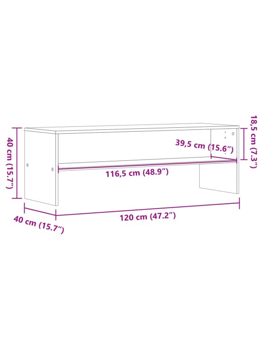 TV-taso ruskea tammi 120x40x40 cm lastulevy