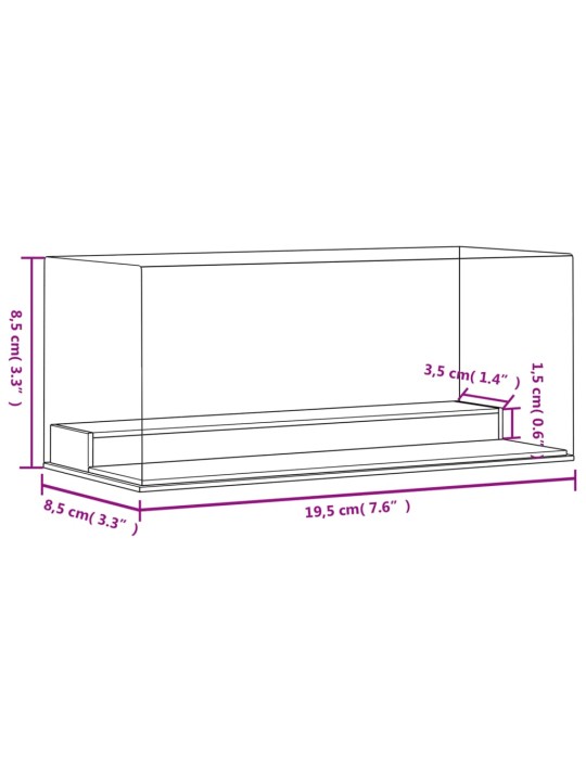 Esittelylaatikko läpinäkyvä 19,5x8,5x8,5 cm akryyli