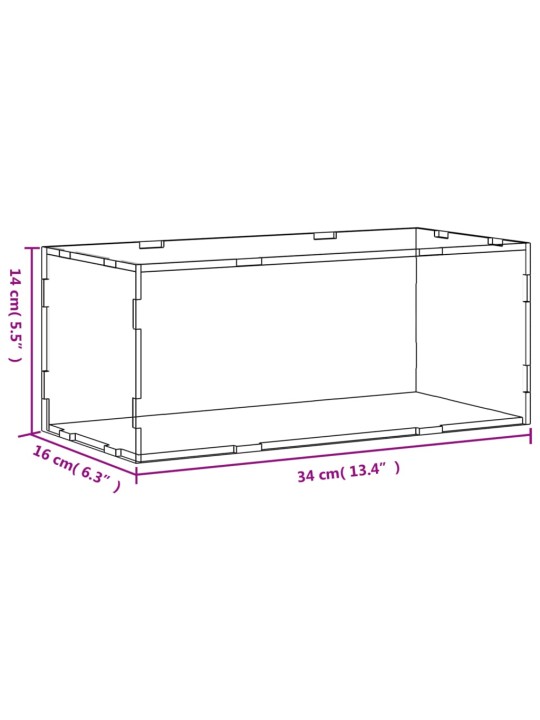 Esittelylaatikko läpinäkyvä 34x16x14 cm akryyli