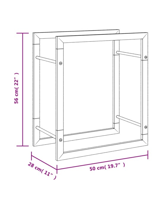 Polttopuuteline 50x28x56 cm ruostumaton teräs