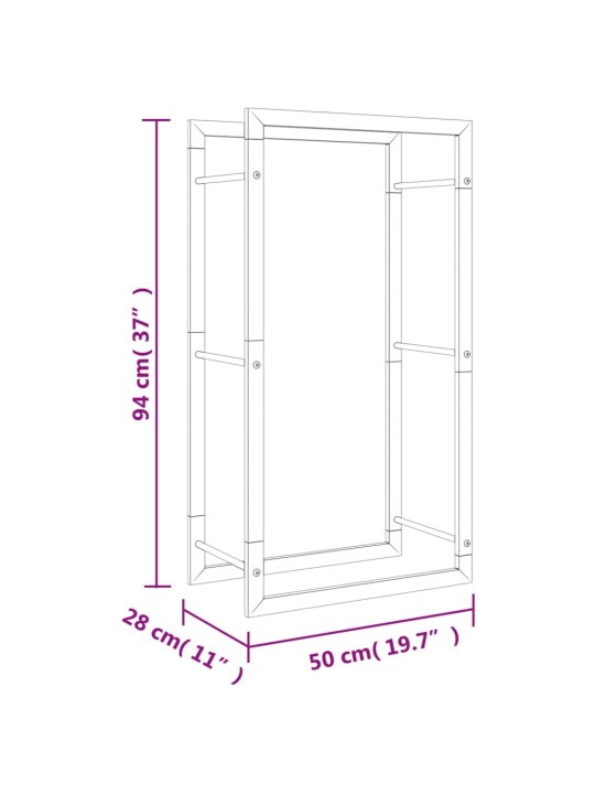 Polttopuuteline 50x28x94 cm ruostumaton teräs