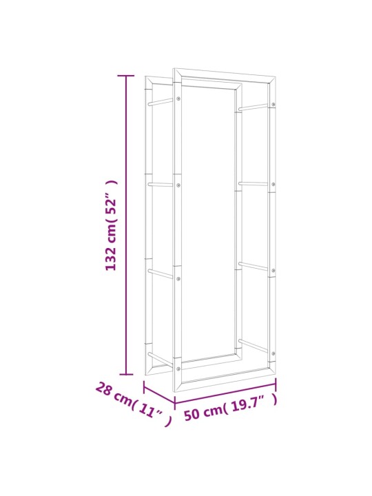 Polttopuuteline 50x28x132 cm ruostumaton teräs
