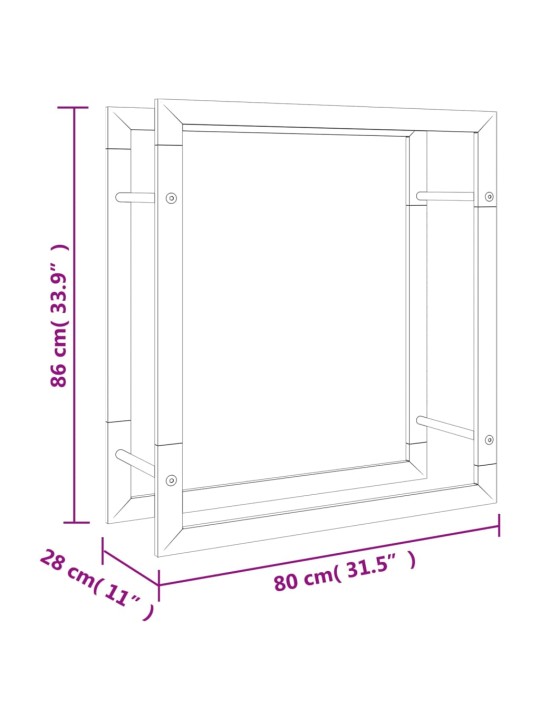 Polttopuuteline 80x28x86 cm ruostumaton teräs